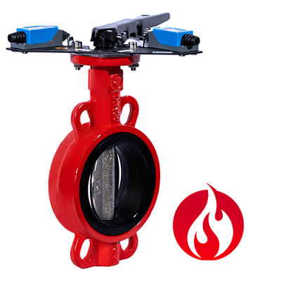 Затвор дисковый межфланцевый Ridval RVB 01 DN100 корп чугун, диск чугун,с УКП о/з.IP64 КРАСНЫЙ